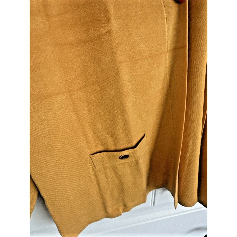 Kasper women's Open-Front Long-Sleeve Sweater Cardigan w.Pockets Yellow Gold XL
